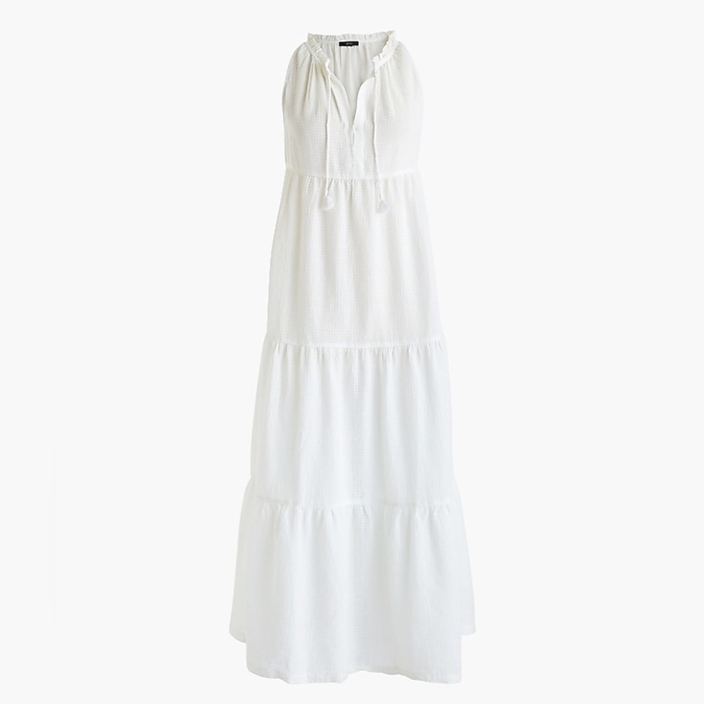 J. Crew Tiered maxi beach dress in crinkle cotton